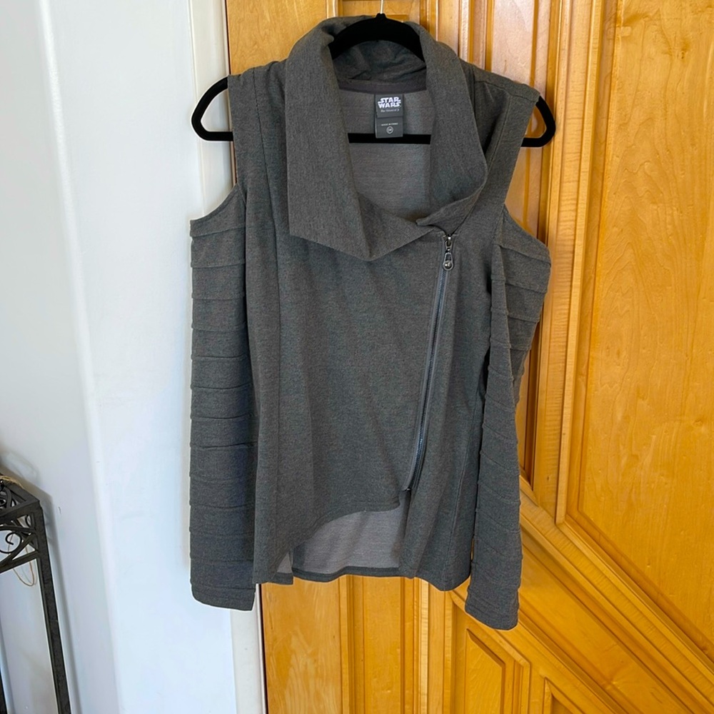 Star Wars her universe Rey sweater jacket grey gray small moto zipper